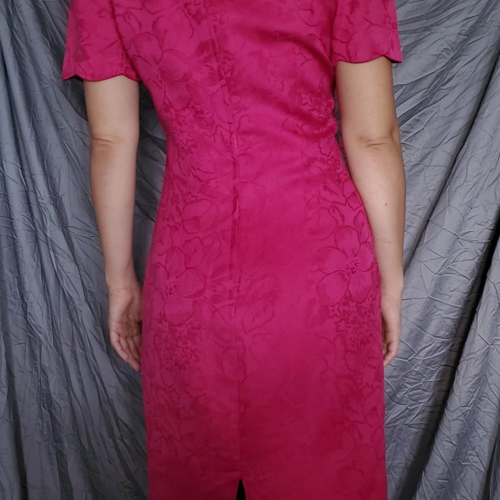 Vintage Dress Linen Cotton Blend in Fuchsia size 4